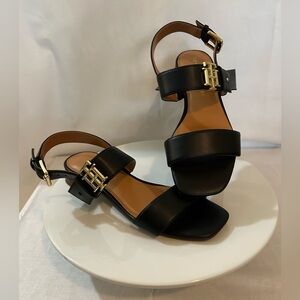 Tommy Hilfiger - Black Sandals with Gold Buckle